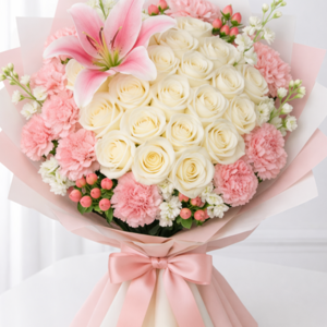 Wonderful rose vase with Greenwich chocolate from Villain